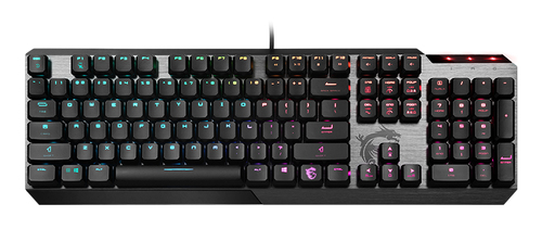 MSI Vigor GK50 Low Profile, Full-size (100%), Wired, USB, Mechanical, RGB LED, Black, Metallic